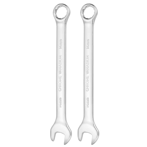 HARFINGTON 2pcs Combination Wrench 14mm Metric 12-Point Box and Open End - size: 14mm