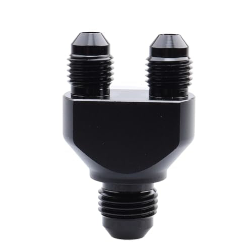 AC PERFORMANCE -6 AN In to -4 AN Out Y Block Splitter Fuel Fitting Aluminum Black - color: Black, size: 6AN to 2 x 4AN
