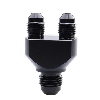 AC PERFORMANCE -6 AN In to -4 AN Out Y Block Splitter Fuel Fitting Aluminum Black - color: Black, size: 6AN to 2 x 4AN