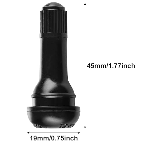 Elsjoy 100 Pack TR413 Tire Valve Stems, Tubeless Rubber Snap-in Tire Valve Stem, Short Black Tire Valve Stem, Fits 0.453 Inch Rim Holes on Standard Vehicle Tires - size: TR413