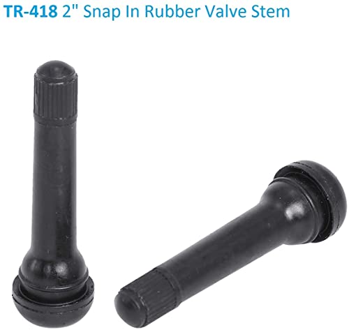 BLACKHORSE-RACING 50PCS TR418 Valves Standard 2" Snap in Tubeless Rubber Tire Valve Stem - size: TR418-50pcs