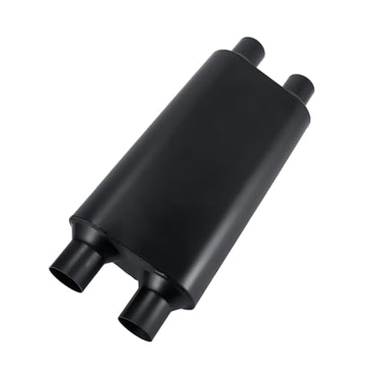 Universal 80Series Mufflers 3.0 Inch Dual Inlet (ID) 3.0 Inch Dual Outlet (ID), 3 Chamber Performance Automotive Muffler Exhaust FH20D20 - color: Black, size: 3"