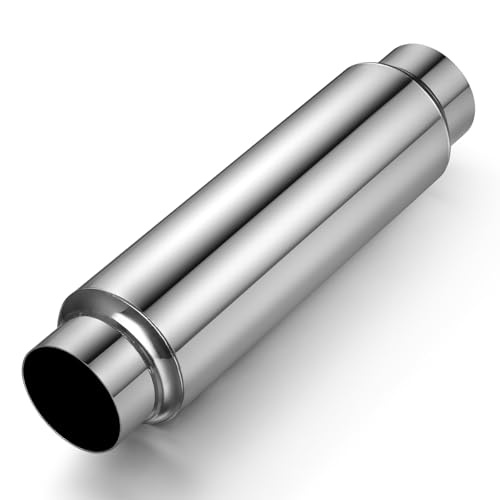 3" Inlet Exhaust Resonator, 3" Outlet 16" Overall Length Stainless Steel Performance Muffler, Straight Through Design, Weld-On, Universal for Car Truck, Polished - color: Silver, size: 3" inlet 16" Overall Length(4" wide)