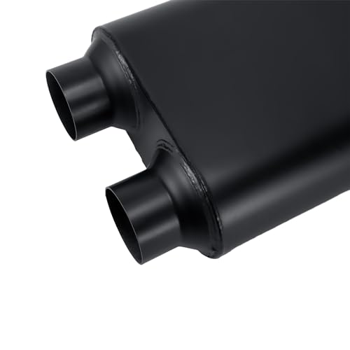 3 Muffler Single Chamber 3.0" Universal Mufflers Performance Race Exhaust Muffler 3.0 inch,Aggressive Sound,Black(3" center in/2.25" dual out/overall 13") - size: 3" center in | 2.25" dual out | Overall 13", style: Center in |Dual out