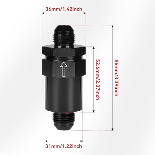 8AN Billet Inline Fuel Filter 30 Micron Aluminum Black - size: 8AN
