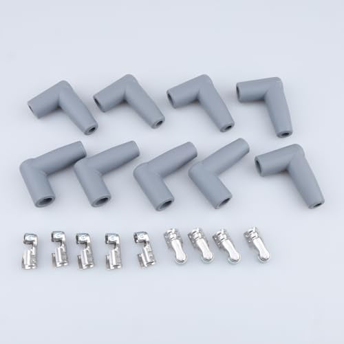 AC PERFORMANCE 90도 HEI 실리콘 스파크 플러그 고무 부트 터미널 키트, 7mm-8.5mm 와이어용, 9개 팩 - color: 회색., size: 90 Degree