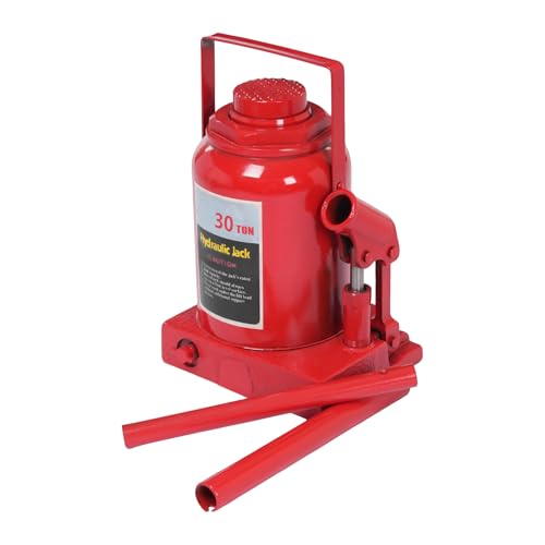 Hydraulic Bottle Jack, Hydraulic Stubby Low Profile Bottle Jack 30 Ton (66,138 lbs) - Compact 9.25" Height Alloy Steel Cylinder Jack for Automotive, Industrial & Equipment Lifting