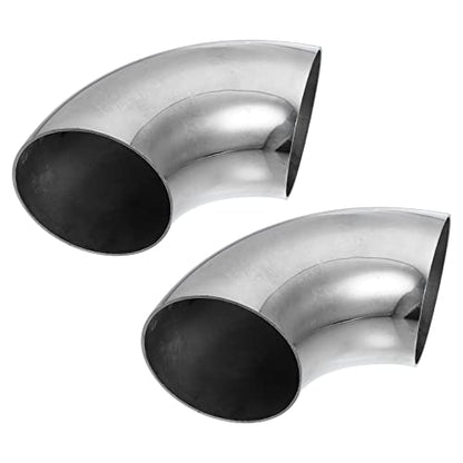 X AUTOHAUX 2pcs OD 3 Inch 90 Degree Mandrel Bend Elbow SS304 Stainless Steel Bend Tube Exhaust Elbow Pipe for Car Modified Exhaust System 3" Piping Silver Tone - size: 3"