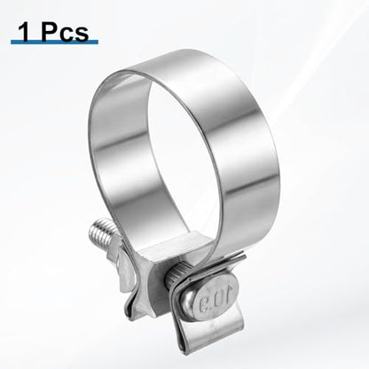 HARFINGTON 410 Stainless Steel Exhaust Clamp 2.36" Butt Joint Narrow Band Muffler Seal Exhaust Narrow Lap Butt Clamps for Pipes Muffler Converters System Repair, Silver - size: Range 60-68 mm, Band Width 22mm