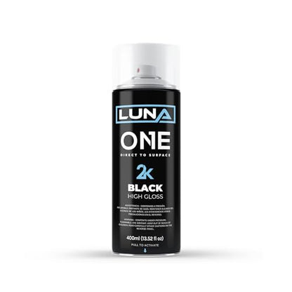 DipYourCar Luna One 2.0 All-in-One Direct-to-Surface Aerosol Spray Paint – Gloss Black, Primer + Color + Clear, 12 oz – Durable Automotive Wheels, Trim & Calipers Coating