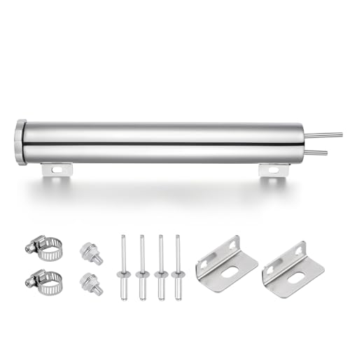EVIL ENERGY Radiator Overflow Tank, Stainless Steel Coolant Reservoir Tank 2" x 13", Universal Coolant Expansion Tank with Cap, Polished Coolant Recovery Reservoir - size: 2"x13"