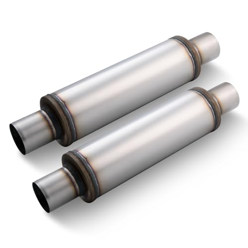 LCGP 2.25" Exhaust Mufflers, 2.25'' Inlet & Outlet Universal Muffler, 20'' Overall Length Stainless Steel Resonator Straight Through Design Exhaust Tip(2.25" Intet 2.25" Outlet, 2 Pack) - color: 2 PCS, size: 2.25" Inlet 20" Overall Length(4.5" wide)