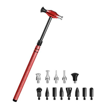 WHDZ Paintless Dent Repair Tools Tap Down Tool Double-Faced Dent Removal Hammer Car Dent Repair Leveling Hammer Telescopic - color: red