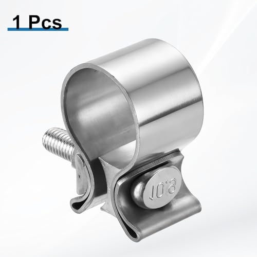 HARFINGTON 410 Stainless Steel Exhaust Clamp 2.09" Butt Joint Narrow Band Muffler Seal Exhaust Narrow Lap Butt Clamps for Pipes Mufflers Converters System Repair, Silver - size: Range 53-61 mm, Band Width 30mm