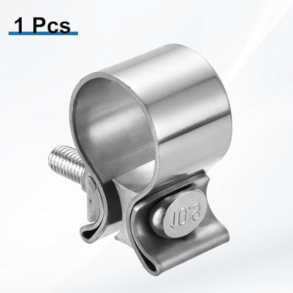 HARFINGTON 410 Stainless Steel Exhaust Clamp 2.09" Butt Joint Narrow Band Muffler Seal Exhaust Narrow Lap Butt Clamps for Pipes Mufflers Converters System Repair, Silver - size: Range 53-61 mm, Band Width 30mm