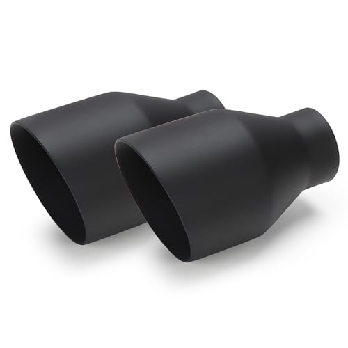 LCGP 2.5" inlet Universal Diesel Exhaust Tip 4.5" Outlet 7" Long Tail Tip, Black & Double Wall Angle Cut 2 Pack - size: 2.5“x4.5"x7"-2PCS, style: Black