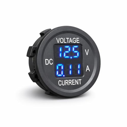 MGI SpeedWare 2-in-1 Digital Voltmeter Ammeter 12V DC LED Display – Voltage & Current Gauge for Car, Truck, Boat, RV, Marine (Blue) - color: Blue