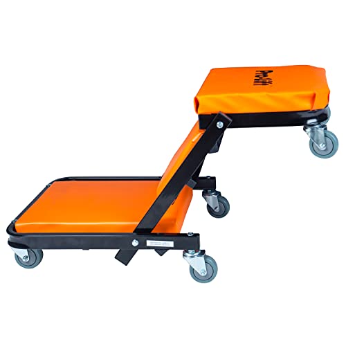 Pro-LifT Foldable Z Creeper 2-in-1 Rolling Car Creeper & Seat, 40" - color: Orange