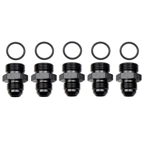 Straight Aluminum 10AN Male Flare to 8AN ORB o ring Boss Port Fuel Pump Rail Adapter Fitting, Black, 5 PCS - color: 5 PCS, size: 10AN to 8AN ORB
