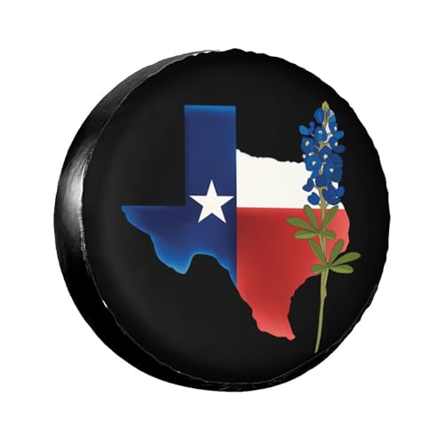 Texas Map Flag Spare Tire Cover Wolf Flower Wheel Tire Covers Waterproof Wheel Tire Protector Weatherproof Tyre Covers Universal for Traveling RV SUV Off-Road Trailer Car Vehicle Truck 14 Inch - color: Texas Map Flag, size: 14" for tire diameter 23.6"-27.