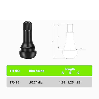 TR415 Tire Valve Stem Rubber Snap-in Valves, Tubeless Valve Stems Suit for 0.625 inch Rim (TR415-5 Pack) - size: TR415 - 5 Pack