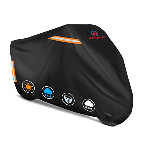 Comnova Motorcycle Cover 81 Inch - 600D Outdoor Moped Cover with Lock Hole Universal Fit, Heavy Duty & Waterproof Motor Cycle Protection for Harley, Honda, Kawasaki, Fit Up to 81" Motorcycles - color: Premium - Black, size: 81 Inch