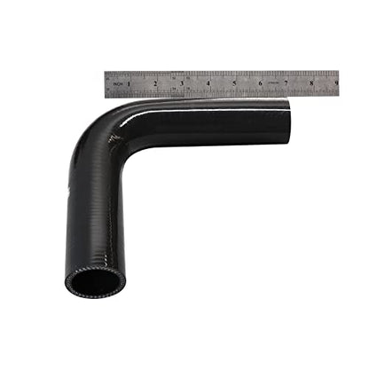 1.5" ID, 7" Leg Length 90 Degree Elbow Silicone Coupler Hose, 4-Ply Reinforced Universal Silicone Pipe Hose Turbo Intake Tube Intercooler Piping Black - color: Black, size: 1.5" ID