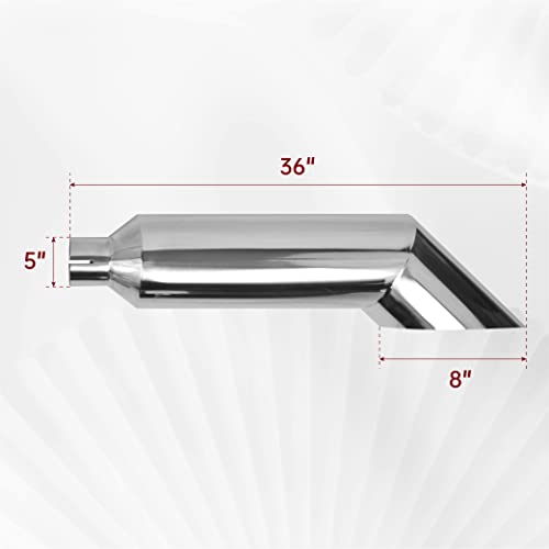 5 Inch Inlet 8 Inch Outlet Polished Stainless Steel Miter Angle Cut Diesel Smoker Exhaust Stack Tip Diesel Exhaust Tip(Stack Smokers 5" ID Inlet 36" Long) - size: 5‘’Inlet 8‘’Outlet-Silver