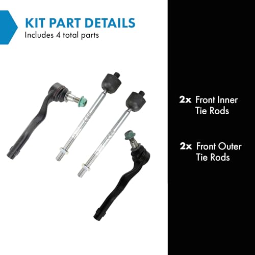 TRQ Front Inner and Outer Tie Rod Set 4 Piece - style: PSA71415