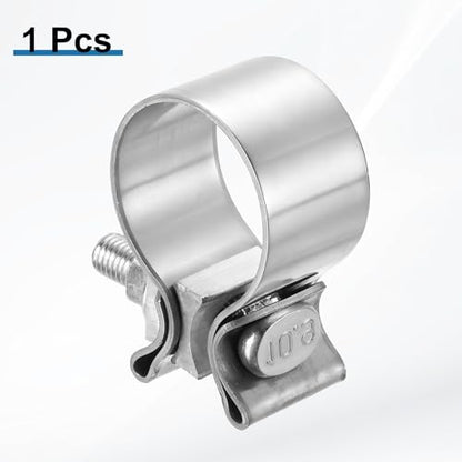 HARFINGTON 410 Stainless Steel Exhaust Clamp 1.69" Butt Joint Narrow Band Muffler Seal Exhaust Narrow Lap Butt Clamps for Pipes Mufflers Converters System Repair, Silver - size: Range 43-50 mm, Band Width 29mm