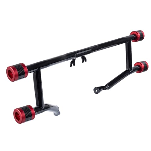 Advanblack Protek Two Step Highway Peg Crash Bar with CNC Slider Fit for 2014-2025 Harley Touring Road Glide Street Glide Electra Glide – Engine Guard Performance Upgrade (Red CNC w/Carbon Inlay) - color: Red CNC w/ Carbon Inlay