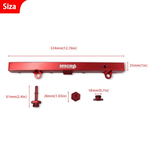 Aluminum Fuel Rail with Oil Gauge Kit Fit for Honda Civic Acura RSX K-series K20 K24 Engines (Red) - color: Red