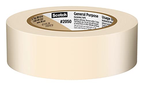 Scotch General Purpose Masking Tape, Tan, Tape for Labeling, Bundling and General Use, Multi-Surface Adhesive Tape, 1.41 Inches x 60 Yards, 1 Roll - size: 1.41 inches x 60 yards, 1 Roll