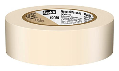 Scotch General Purpose Masking Tape, Tan, Tape for Labeling, Bundling and General Use, Multi-Surface Adhesive Tape, 1.41 Inches x 60 Yards, 1 Roll - size: 1.41 inches x 60 yards, 1 Roll