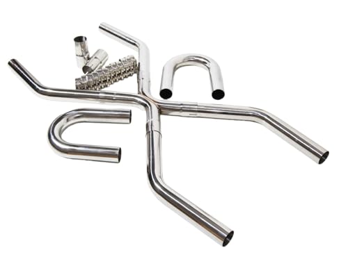 Universal 2.25" Exhaust X-Pipe Kit for Engine Swap, T304 Stainless Steel Mandrel Bent Tubing, Slip Fit Design, Compatible with 4.8L-6.2L Engines