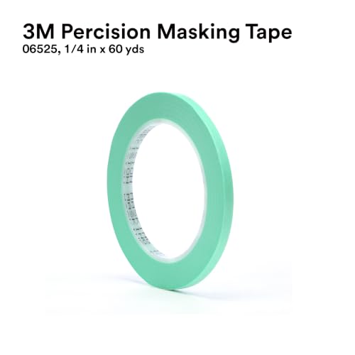 3M Precision Masking Tape, 06525, 1/4" x 60 yds, Crisp, 1 Roll - size: 1/4 inch x 60 yard (Pack of 1), style: 06525
