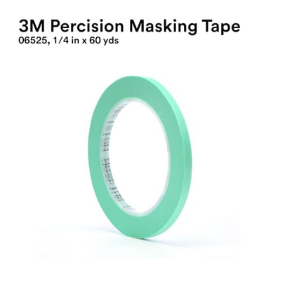 3M Precision Masking Tape, 06525, 1/4" x 60 yds, Crisp, 1 Roll - size: 1/4 inch x 60 yard (Pack of 1), style: 06525