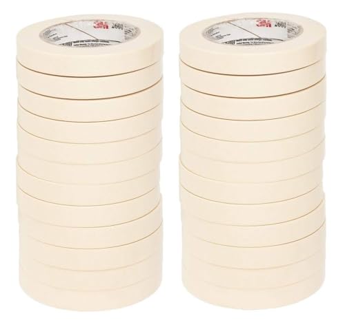 3M Highland Economy Masking Tape-Economy Masking Tape, 3 Inch Core Size, 3/4 Inch x 120 Feet, Crepe Paper Pack of 24