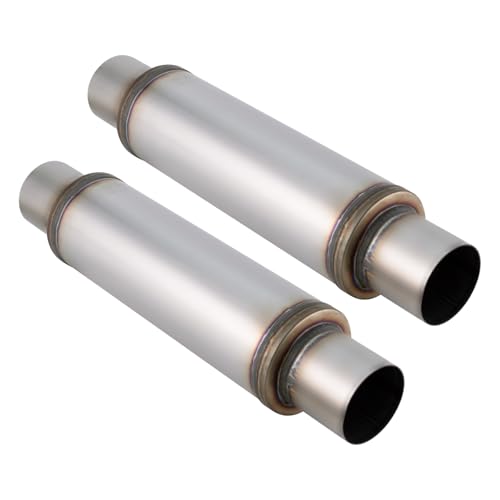3 Inch Exhaust Muffler, 3" Inlet/Outlet 20" Overall Length Resonator, Stainless Steel Straight Through Design Performance Muffler, 2 PCS - size: 2pcs - 3" Inlet 20" Overall Length(4.5" wide)