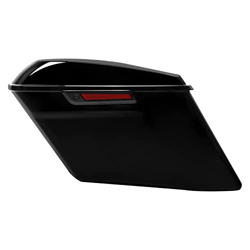 TCT-MOTORPARTS 4" Stretched Hard Saddlebags Fit for CVO Street Glide 14-24 - color: Vivid Black w/ Black Latches
