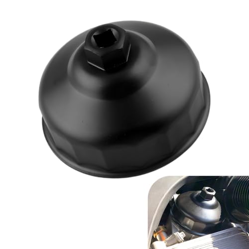 86mm 16 Flutes Oil Filter Wrench, Car Oil Filter Removal Tool to Change Oil, Aluminum Alloy Oil Filter Socket Wrench Tools, Compatible with BMW Volvo