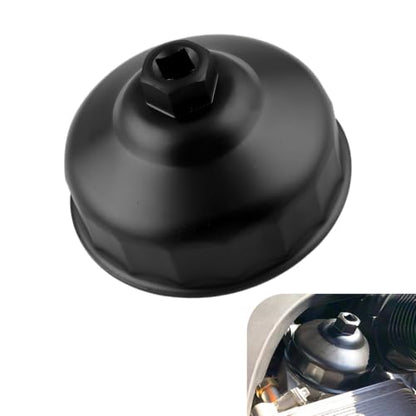 86mm 16 Flutes Oil Filter Wrench, Car Oil Filter Removal Tool to Change Oil, Aluminum Alloy Oil Filter Socket Wrench Tools, Compatible with BMW Volvo