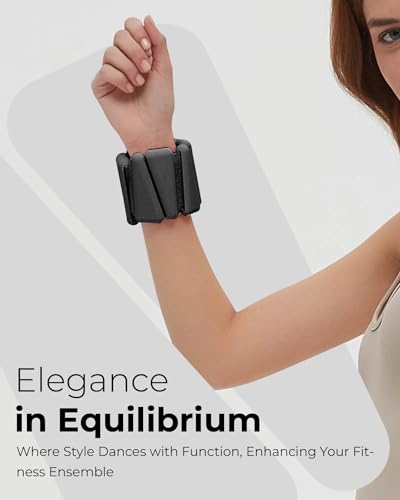 Pilates Wrist & Ankle Weights | Adjustable Weighted Bangles | 1/2/3LB Each - color: Black, size: 1 LB