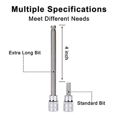 Mayouko 107-Piece Bit Socket Set, 1/4", 3/8" and 1/2" Drive, Torx/Hex/Ball End Hex, SAE/Metric, S2 Steel Bits