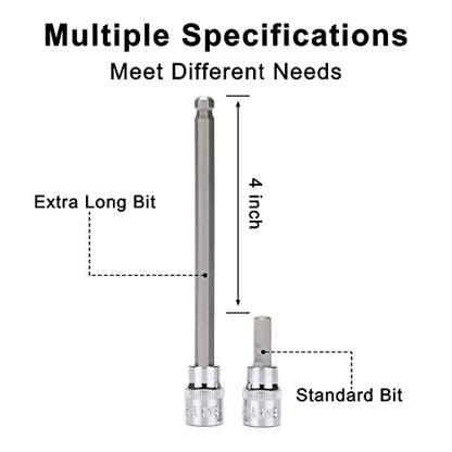 Mayouko 107-Piece Bit Socket Set, 1/4", 3/8" and 1/2" Drive, Torx/Hex/Ball End Hex, SAE/Metric, S2 Steel Bits
