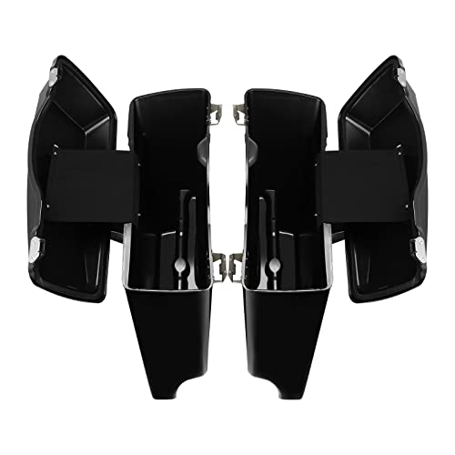 TCMT 5" Hard Saddle Bags Extended Saddlebag Trunk + Lid Latch Keys Fits For Harley Touring FLH FLT Electra Glide Ultra Classic CVO Road King Street Glide Road Glide 1993 1994-2013 - color: Vivid Black Chrome Latches
