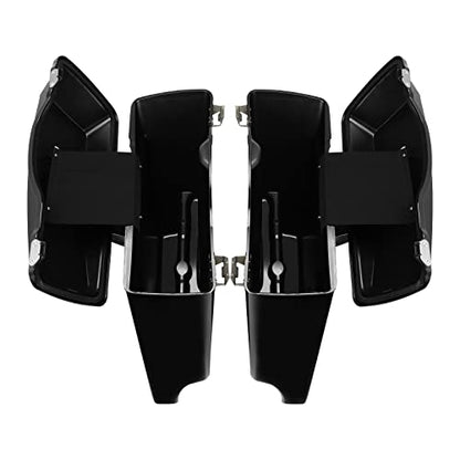 TCMT 5" Hard Saddle Bags Extended Saddlebag Trunk + Lid Latch Keys Fits For Harley Touring FLH FLT Electra Glide Ultra Classic CVO Road King Street Glide Road Glide 1993 1994-2013 - color: Vivid Black Chrome Latches