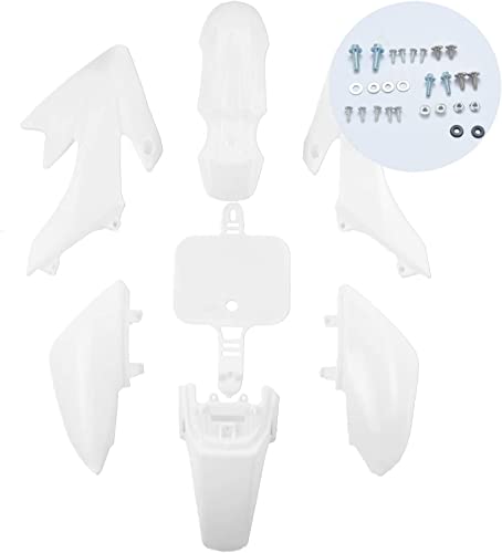 RedCap CRF50 Body Fender Kit for Compatible with XR50 XR 50 CRF 50 SDG SSR Pit Dirt Motor Trail Bike Black with Bolt Work Fairing Plastic 50cc 70cc 90cc 110cc Pit Dirt Bike 7 piece (White)