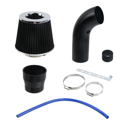 Modengzhe Cool Air Intake Kit, 3" Universal Induction Flow Tube Kit, Black - color: Black
