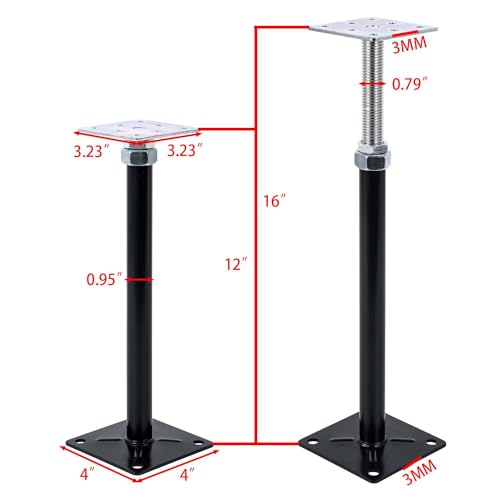 2-Pack Mini Screw Jacks, Floor Straightener, Adjust & Lift Supports, Level Floor Jacks, Post 12" to 16" - size: 12-16 inch